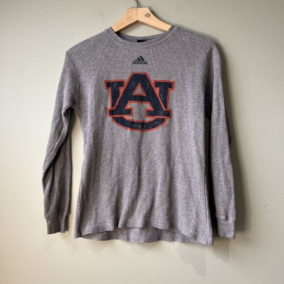 Adidas‎ Gray Auburn Tigers Long Sleeve Waffle Knit Shirt M - Picture 1 of 2